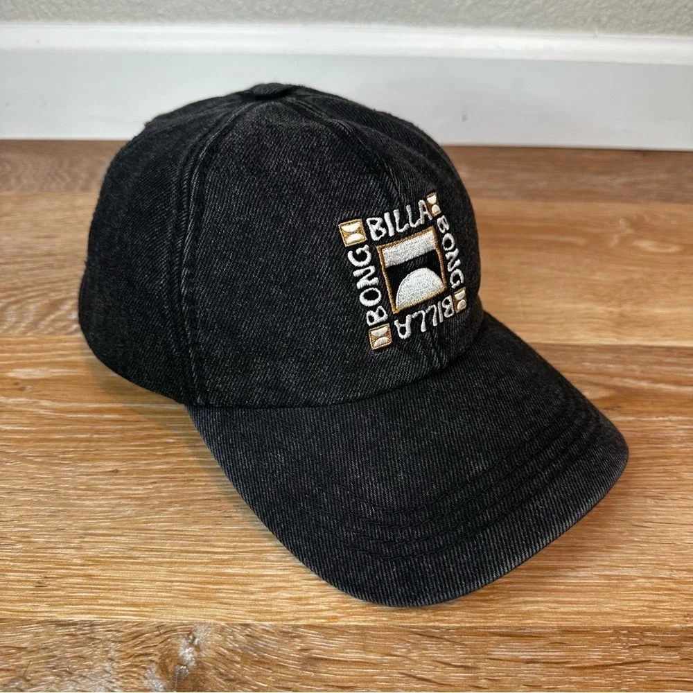 NWOT Billabong Dad Cap Black Denim Washed Strapback Hat